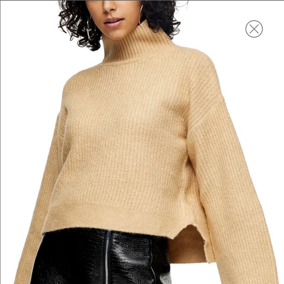 Topshop Crop Funnel Neck Sweater NWT - Picture 1 of 3